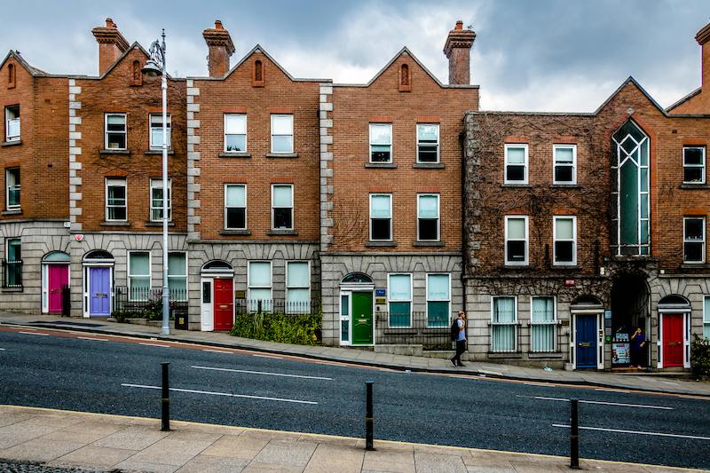 Row of Dublin houses showing typical construction where wall cracks and subsidence may occur