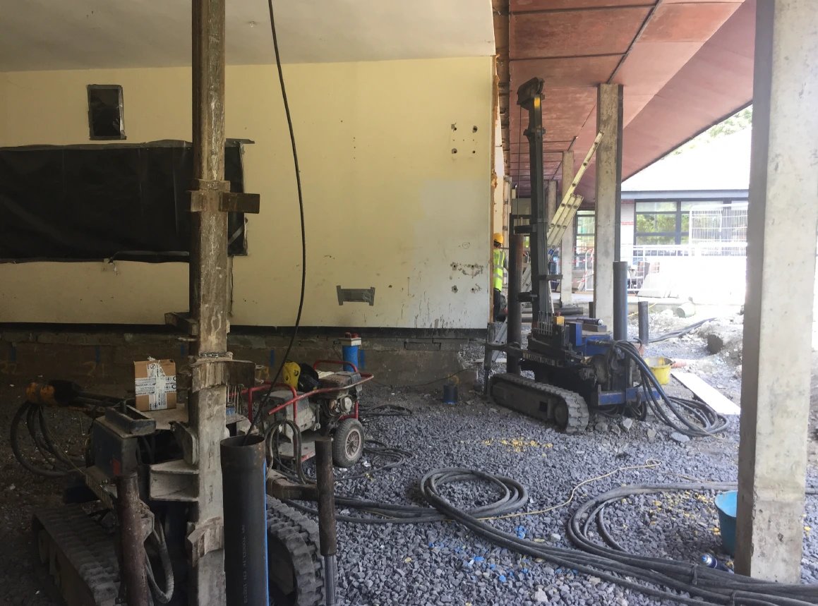 subsidence-repairs-dublin-ireland Groundworks following subsidence in educational facility
